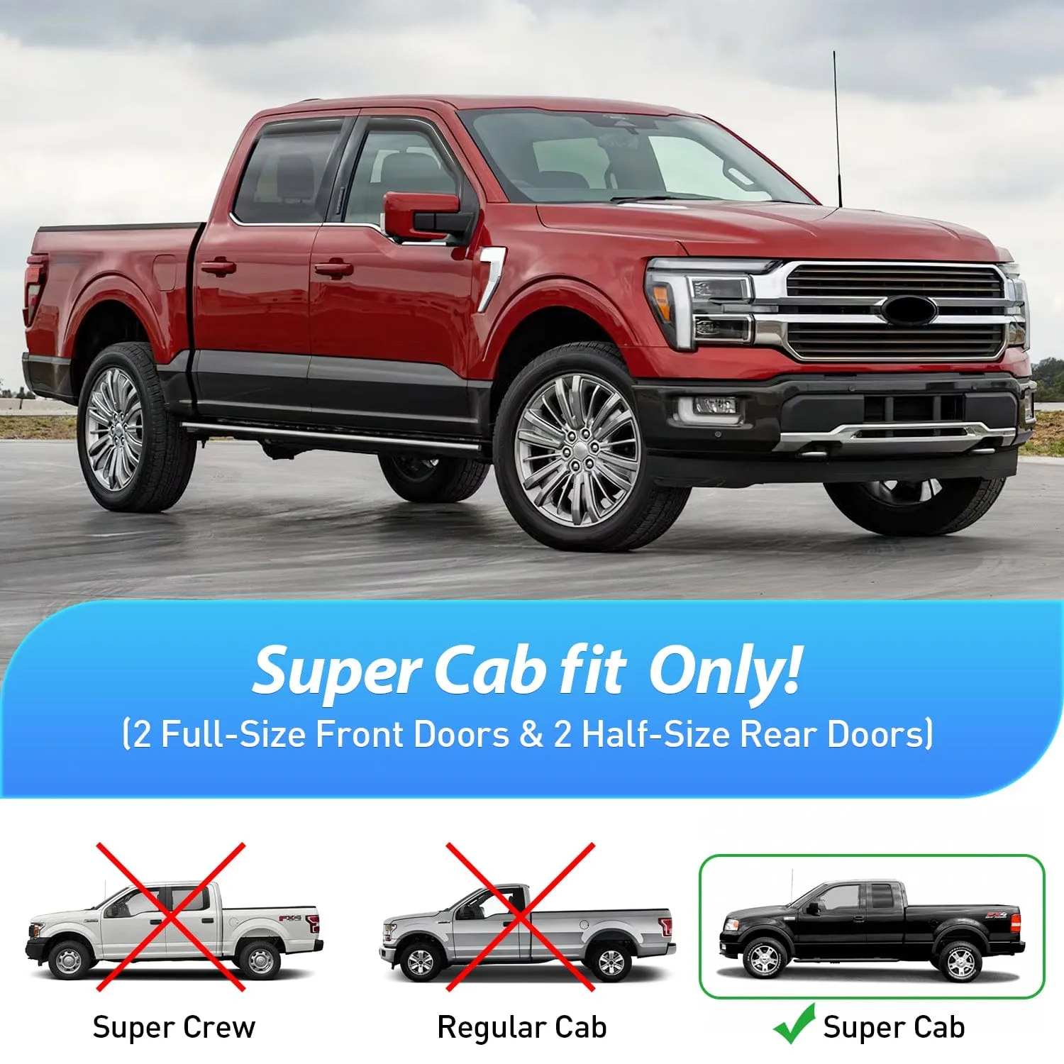 2004-2014 Ford F150 Super Cab Rain Guards Acrylic 4Pcs