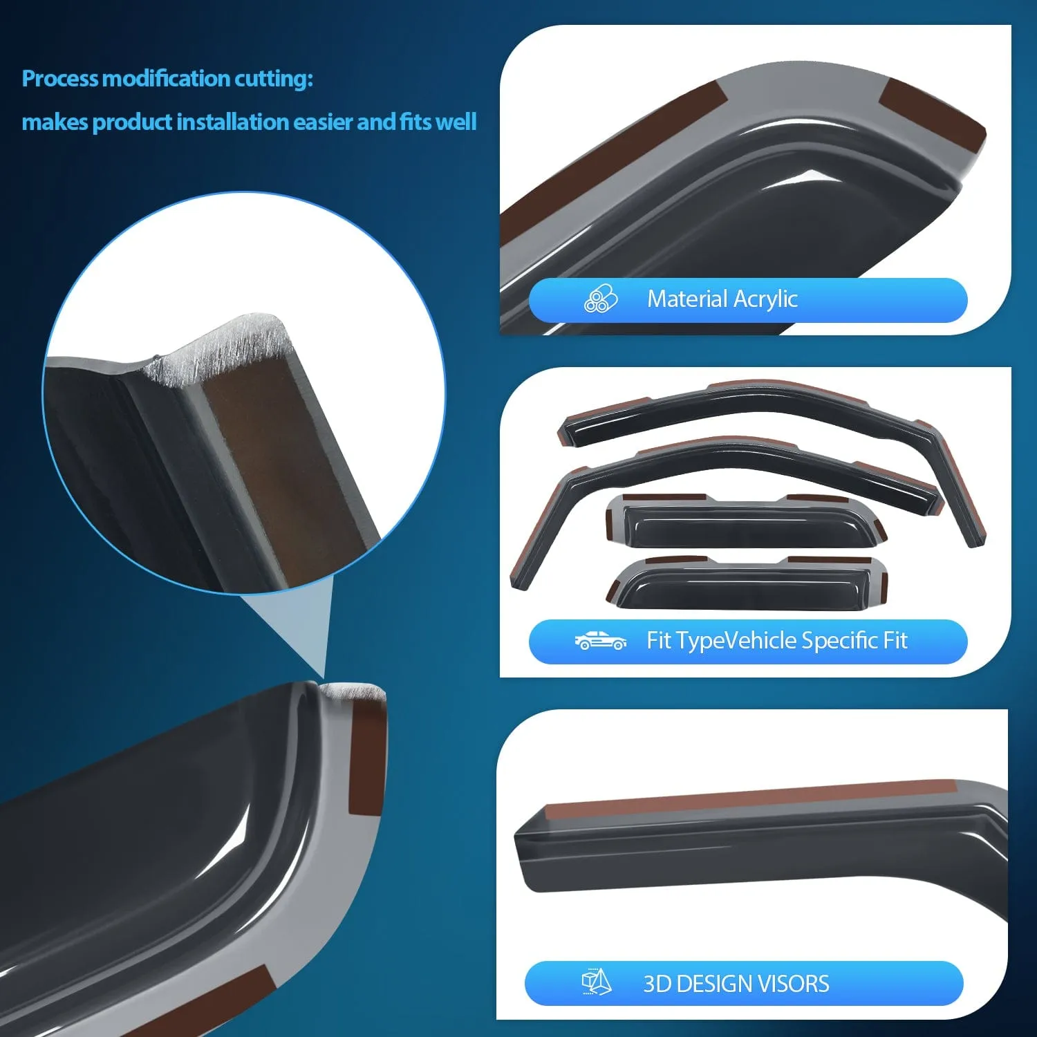 2004-2014 Ford F150 Super Cab Rain Guards Acrylic 4Pcs