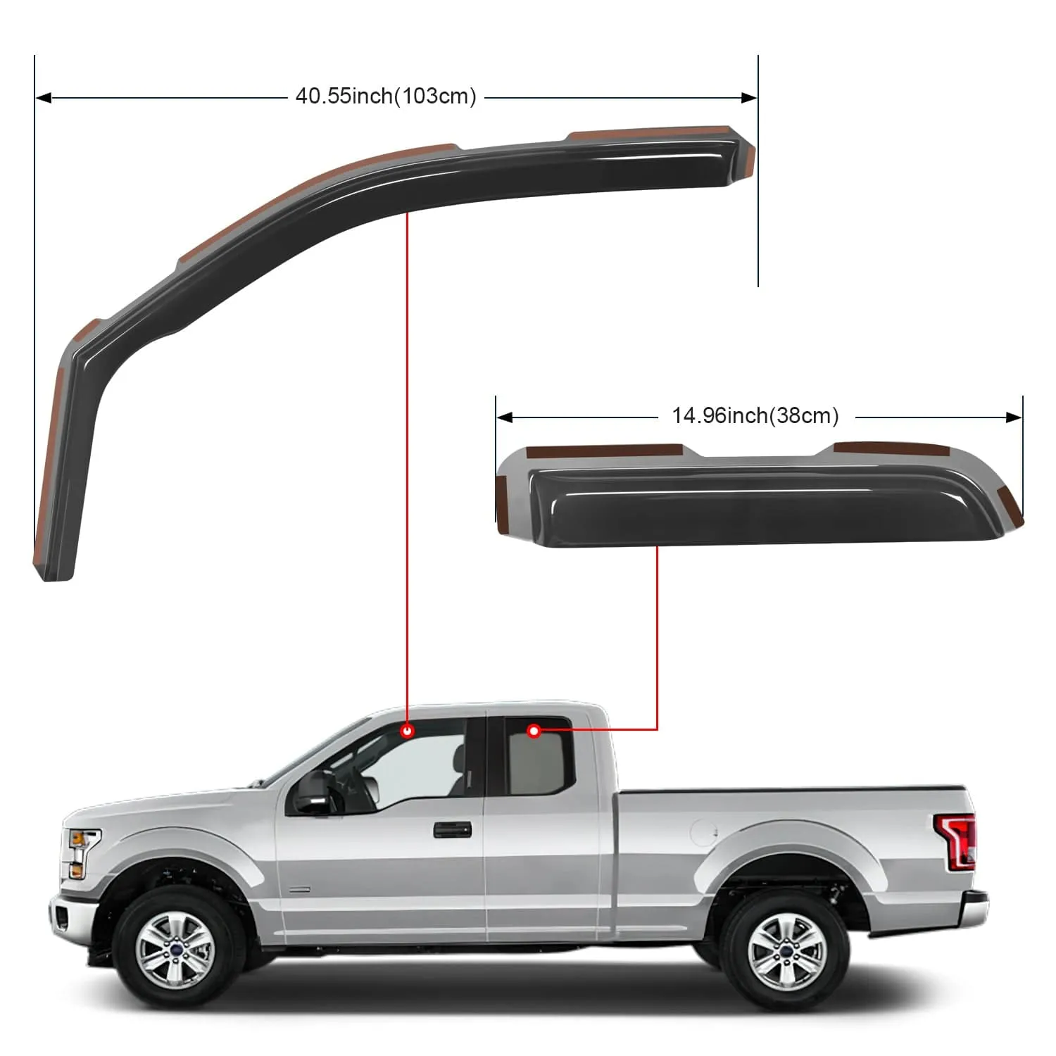 2004-2014 Ford F150 Super Cab Rain Guards Acrylic 4Pcs