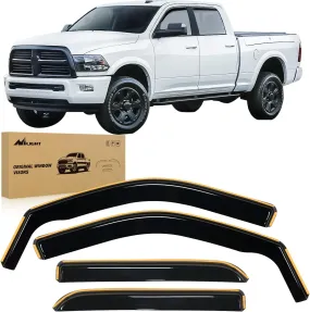 2009-2018 Dodge Ram 1500 Crew Cab 2019-2023 Ram 1500 Classic Body 2010-2024 Ram 2500 3500 Mega Crew Cabs Rain Guards Acrylic 4Pcs