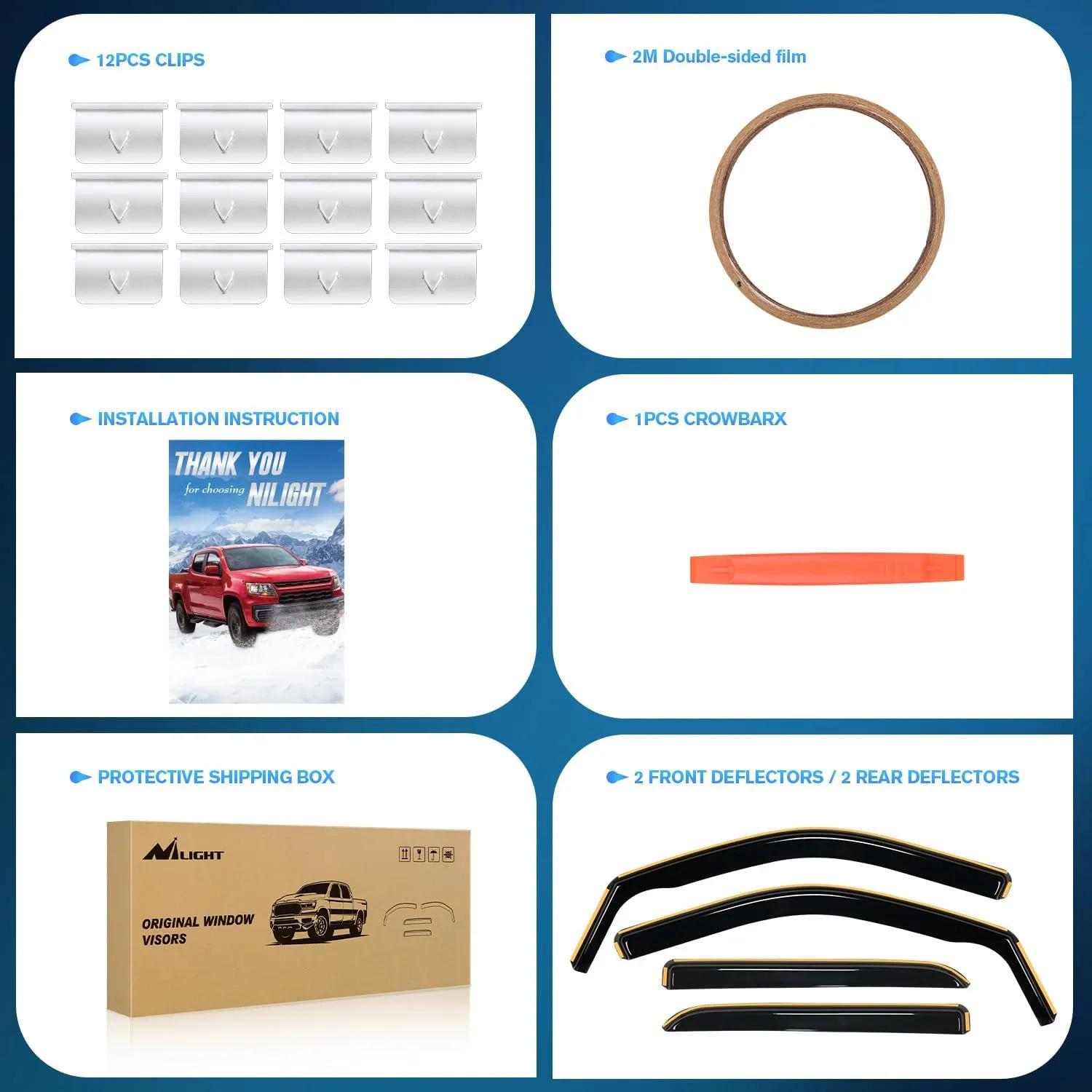 2009-2018 Dodge Ram 1500 Crew Cab 2019-2023 Ram 1500 Classic Body 2010-2024 Ram 2500 3500 Mega Crew Cabs Rain Guards Acrylic 4Pcs