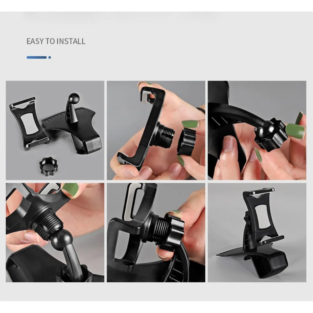 3 in 1 Car GPS Smartphone Holder: Dashboard / Visor Clamp   AC Grid Clip for Explay Infinity II - Black