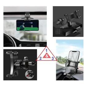 3 in 1 Car GPS Smartphone Holder: Dashboard / Visor Clamp   AC Grid Clip for Explay Infinity II - Black
