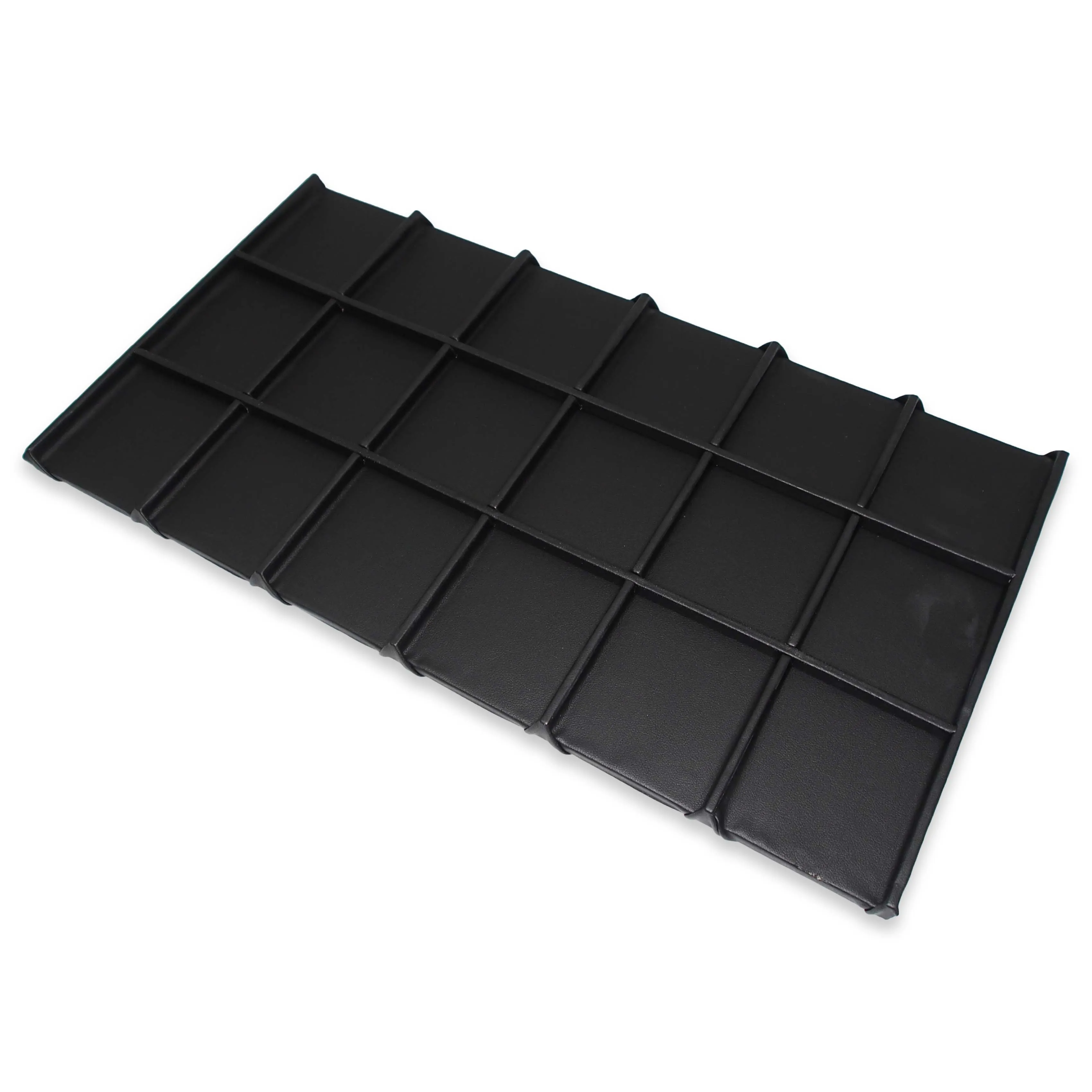 Black 18 Section Deluxe Full Size Jewelry Display Tray Inserts