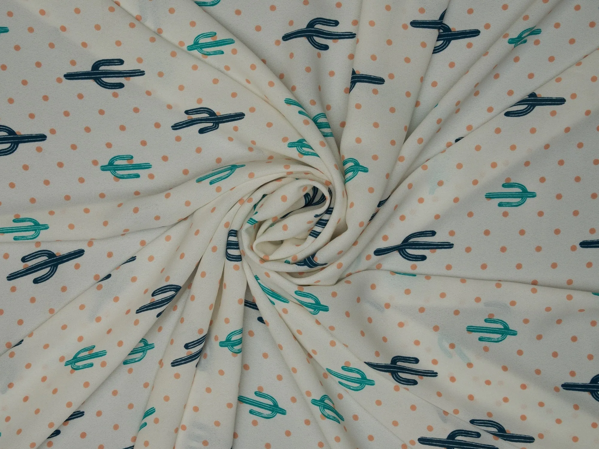 Georgette  boho tribal fabric by the yard - Peachy pink Cactus dots print