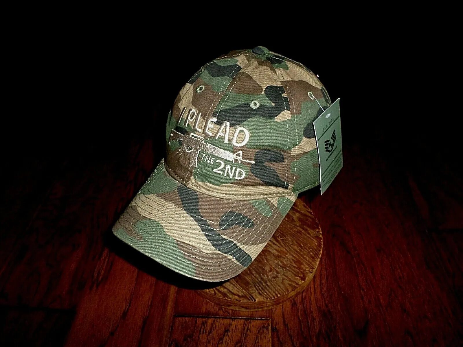 I Plead The 2nd Amendment Hat Embroidered Polo Woodland Camouflage Baseball Cap