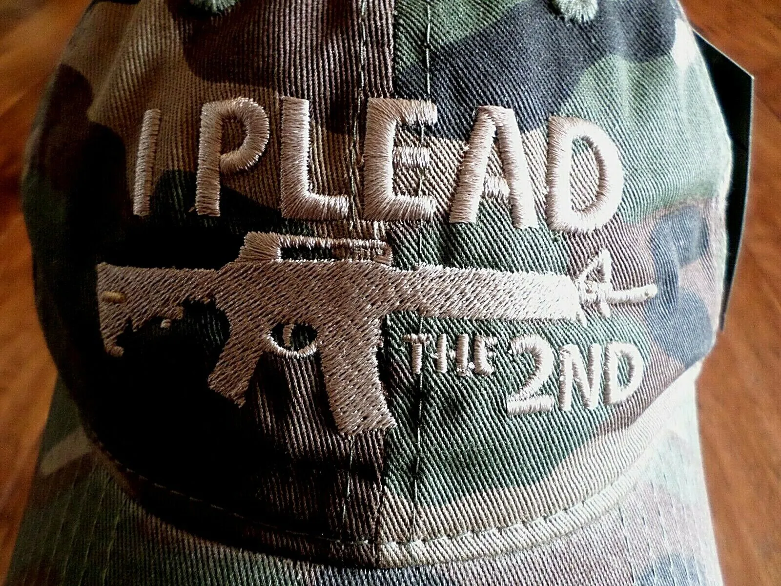 I Plead The 2nd Amendment Hat Embroidered Polo Woodland Camouflage Baseball Cap