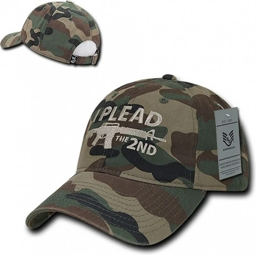 I Plead The 2nd Amendment Hat Embroidered Polo Woodland Camouflage Baseball Cap