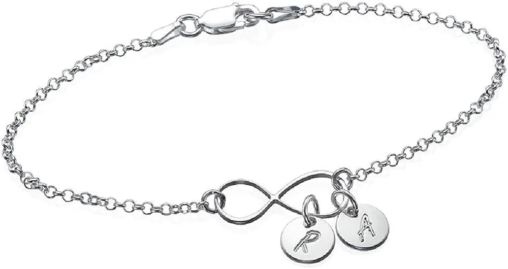 Infinity Bracelet/ Anklet with Initial Charms