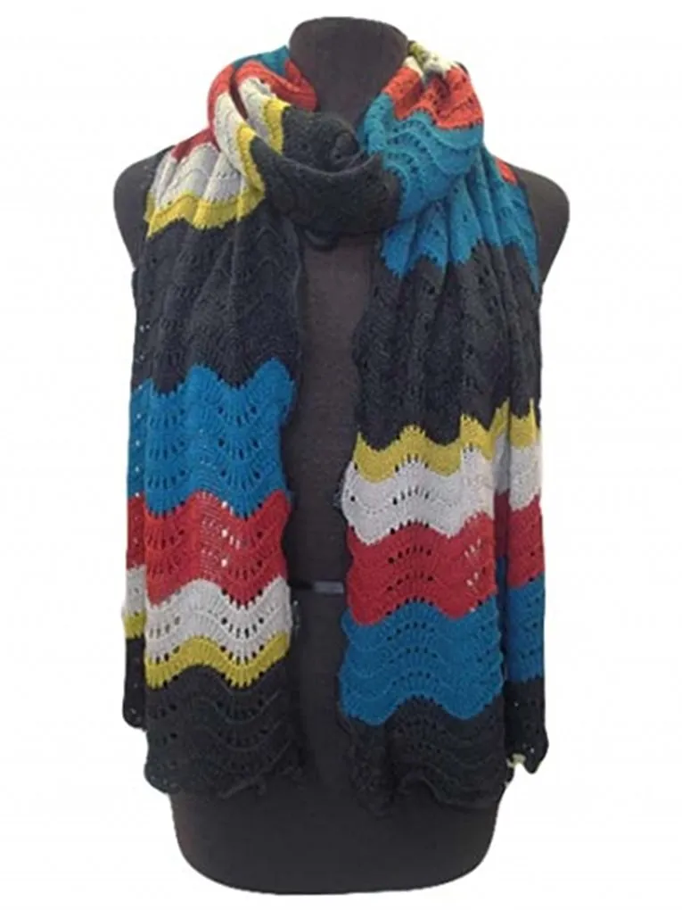 Knitted Waves Warm Winter Ski Cold Weather Scarf