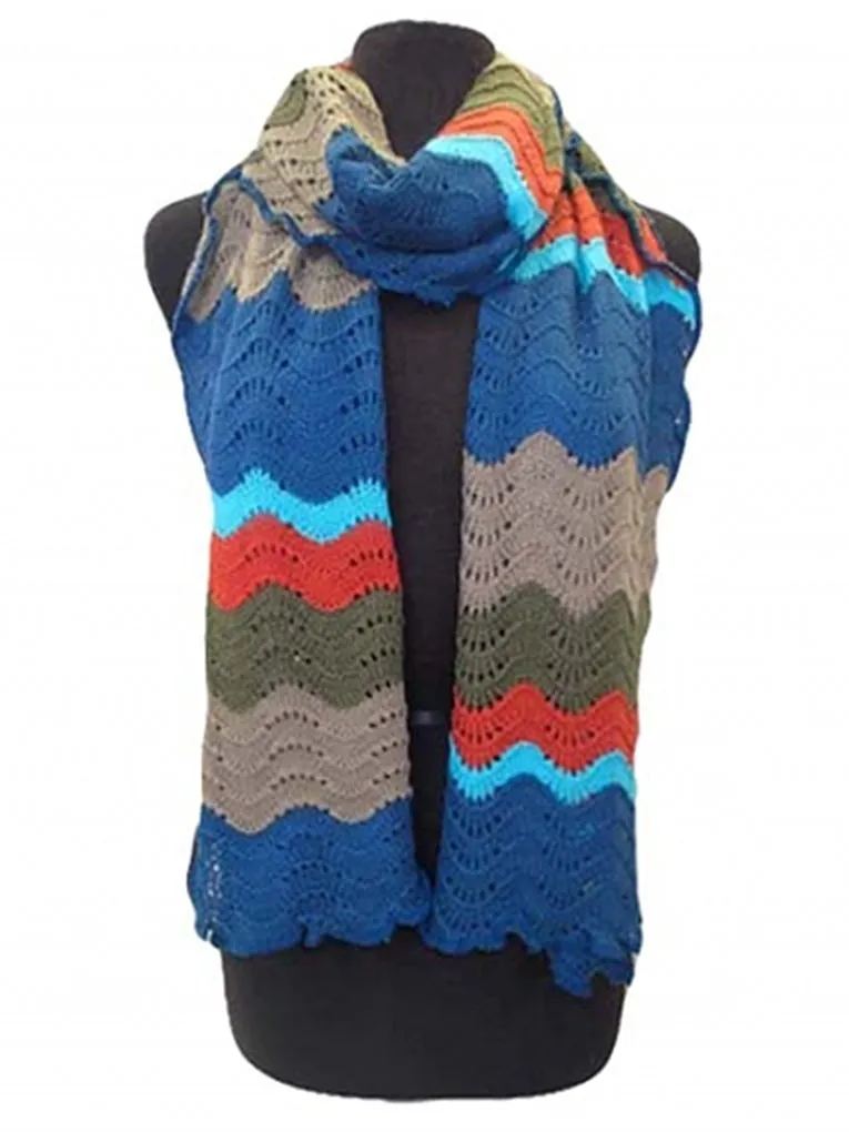 Knitted Waves Warm Winter Ski Cold Weather Scarf