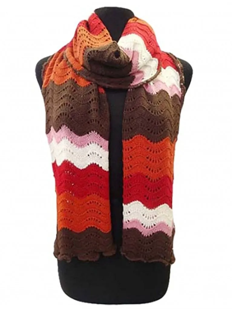 Knitted Waves Warm Winter Ski Cold Weather Scarf