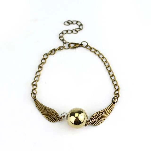 Movie HP Potter Deathly Hallows Bracelet Time Turner Hogwarts School Logo Bangles Bracelets for Women Men Jewelry Gift