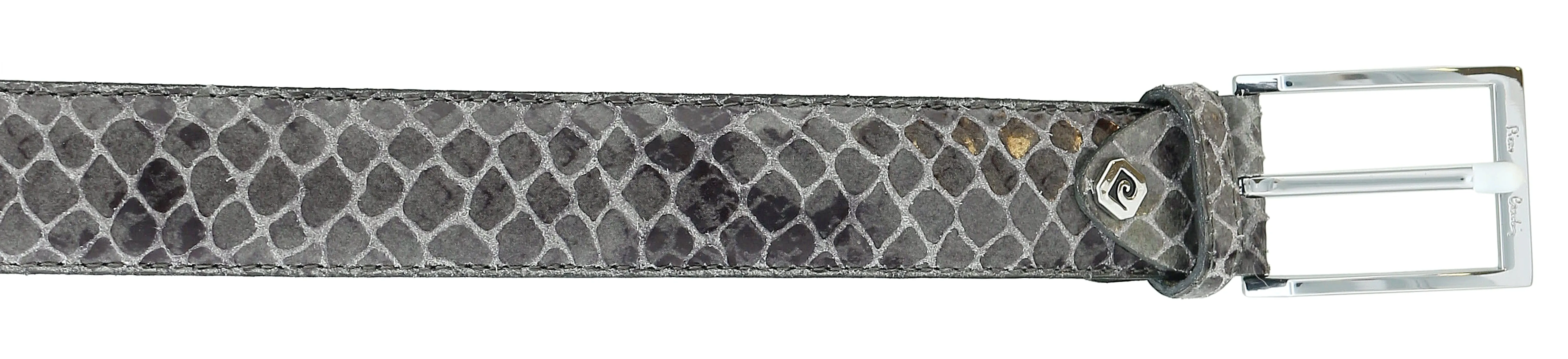 Pierre Cardin Dark Grey Python Embossed Classic D-Ring Adjustable Belt Adjustable Mens Belt-