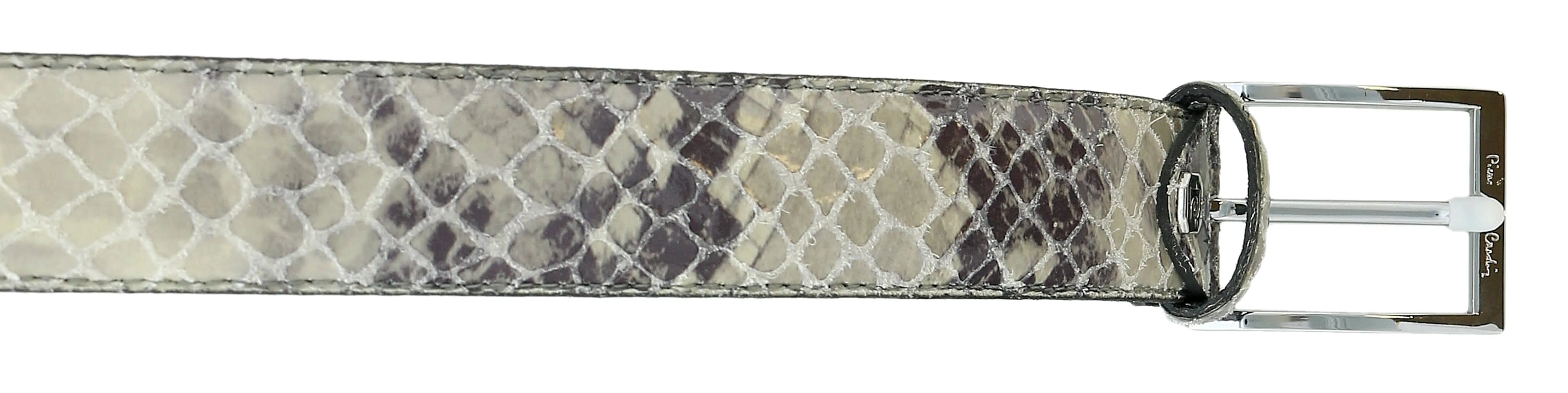Pierre Cardin Grey Python Embossed Classic D-Ring Adjustable Belt Adjustable Mens Belt-