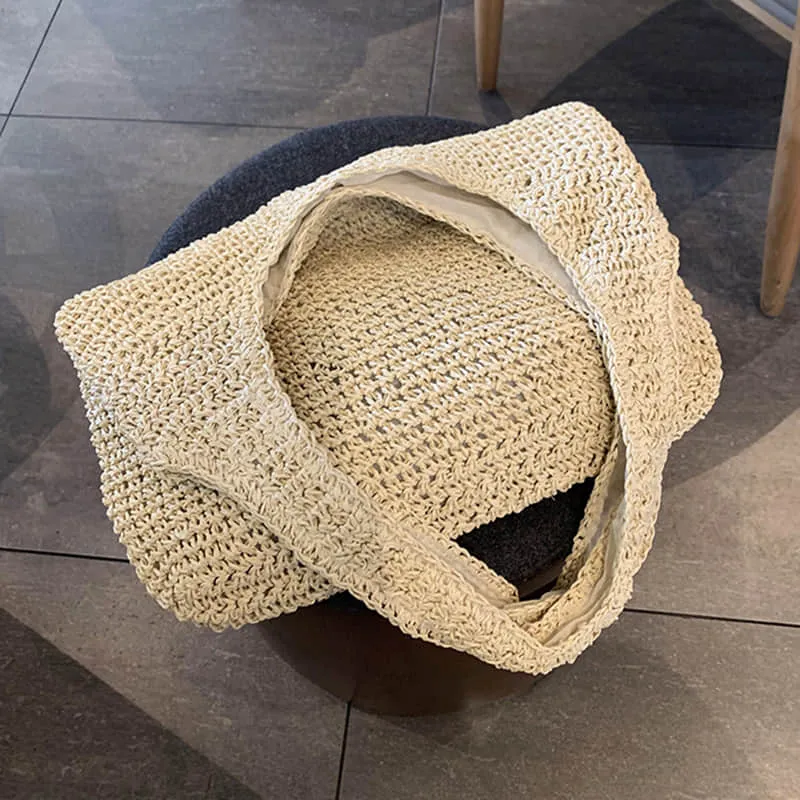 Summer straw woven shoulder bag