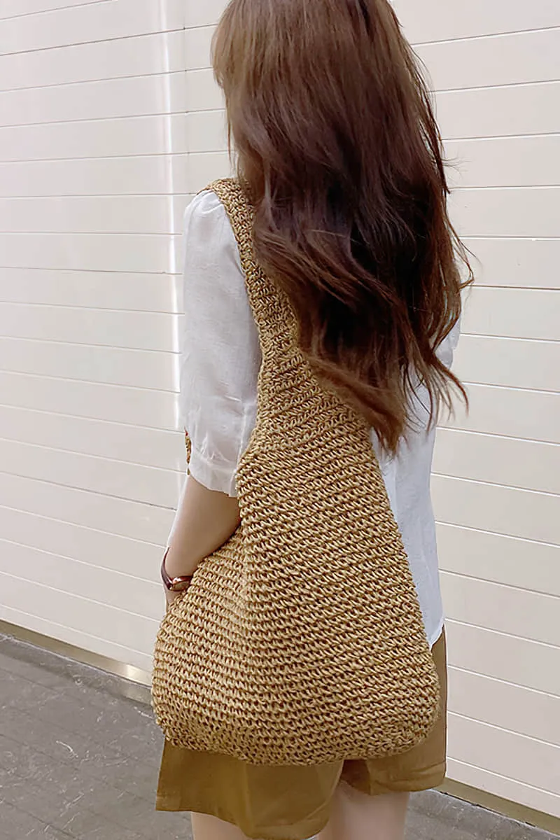 Summer straw woven shoulder bag