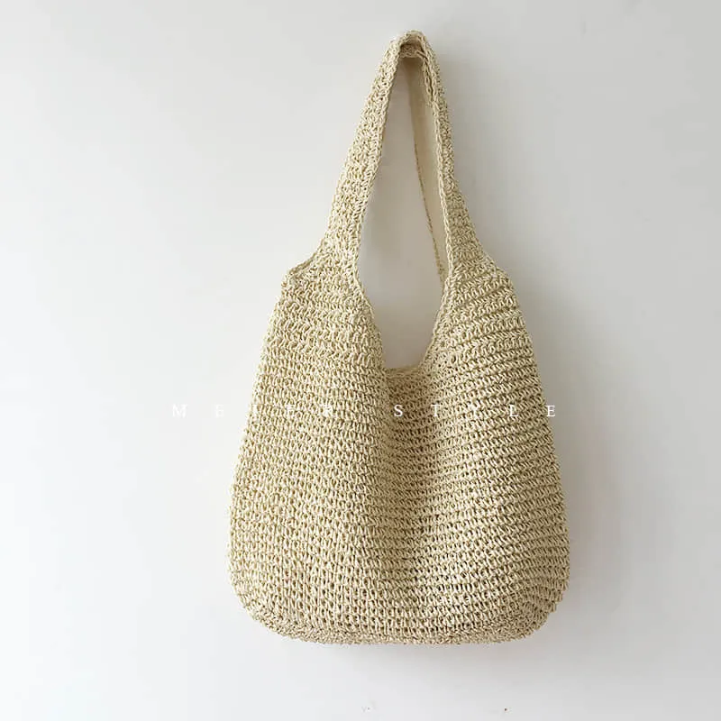 Summer straw woven shoulder bag
