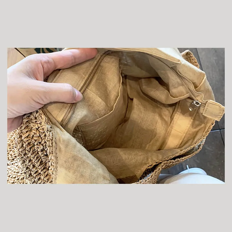 Summer straw woven shoulder bag