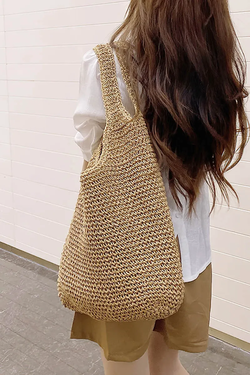 Summer straw woven shoulder bag