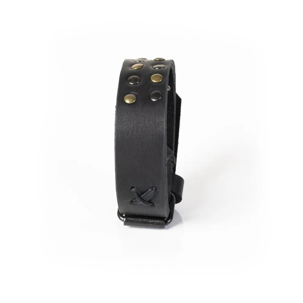 The Bronze Studded Black Leather Cuff
